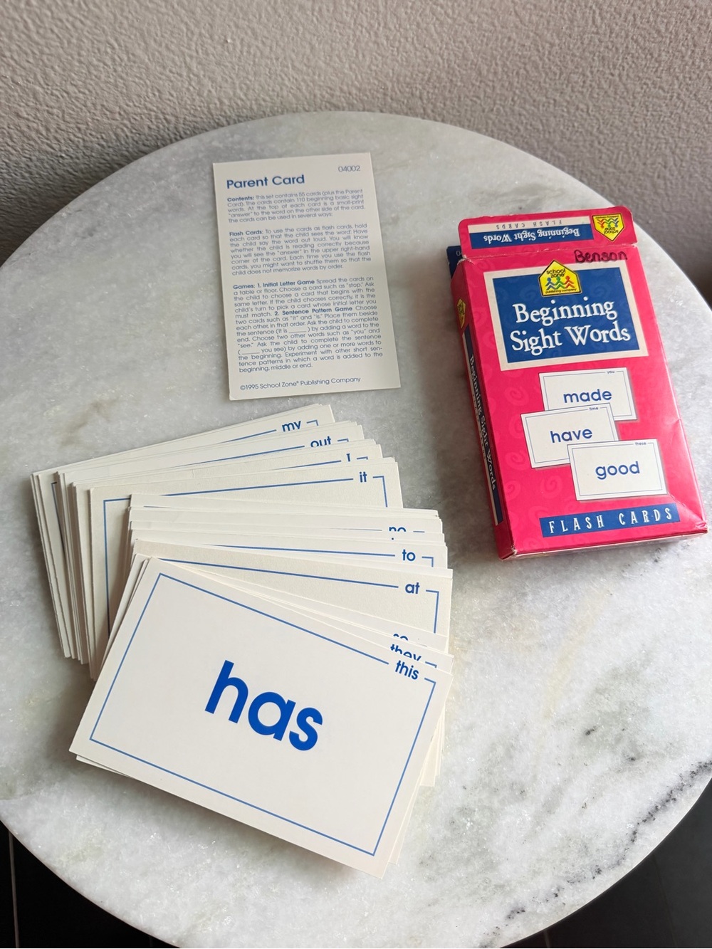Beginning Sight Words Flash Cards - Pink & Blue Box